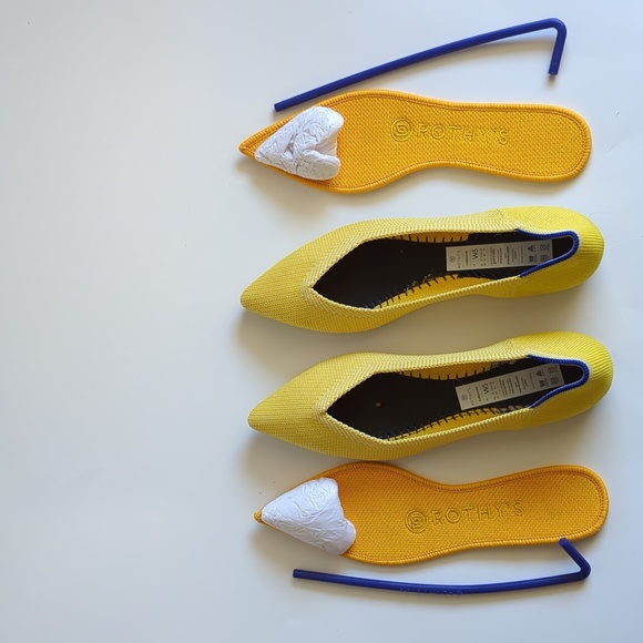 ROTHY'S THE POINT YELLOW SUNSHINE WOMEN'S FLAT SHOES - Picture 14 of 16